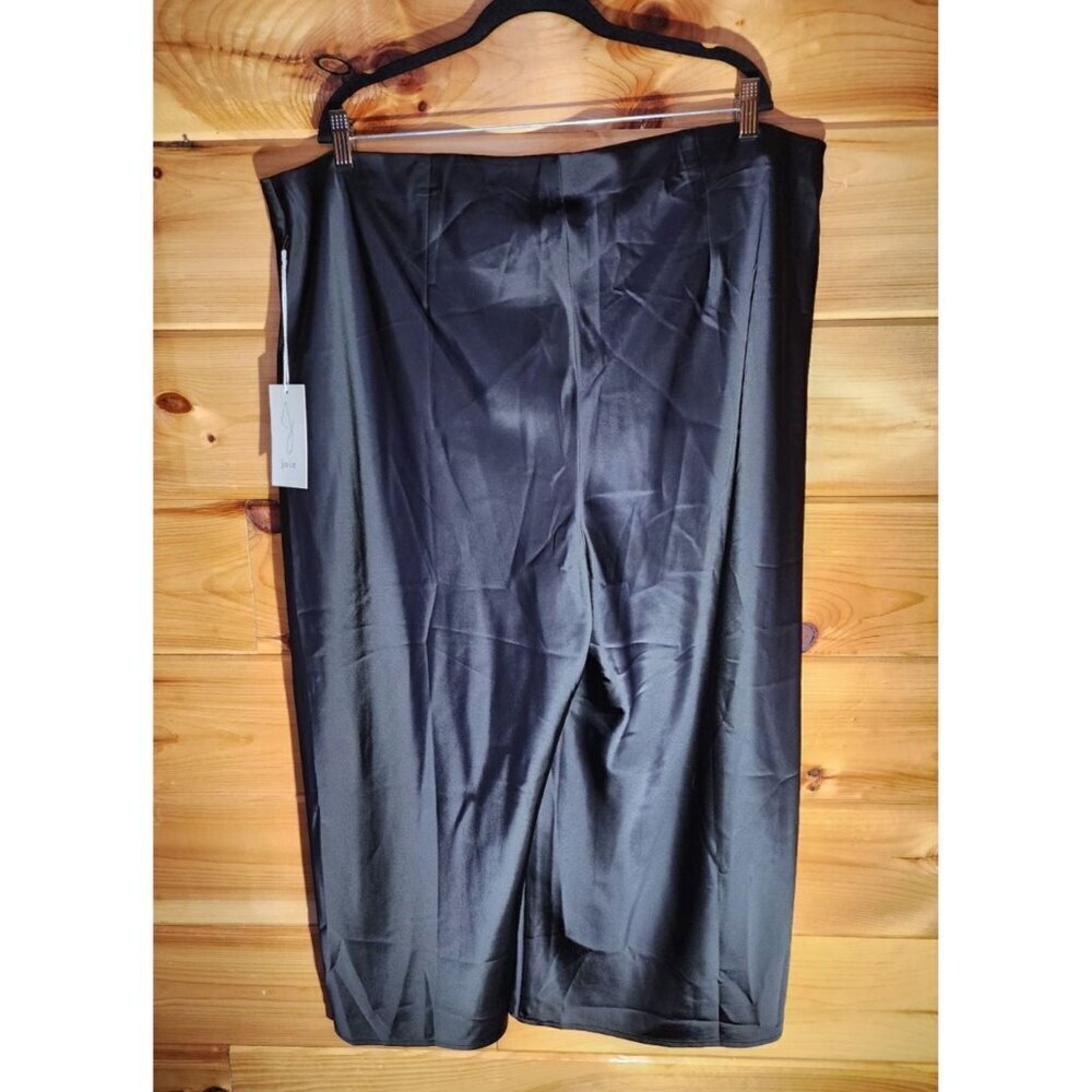 Joie Women's Plus Size 3X Black Satin Wide Leg Cropped Pull On Pants